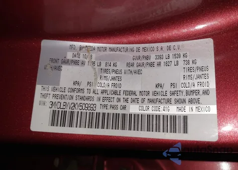 2019 Toyota Yaris Le from USA, damaged, VIN 3MYDLBYV2KY509893